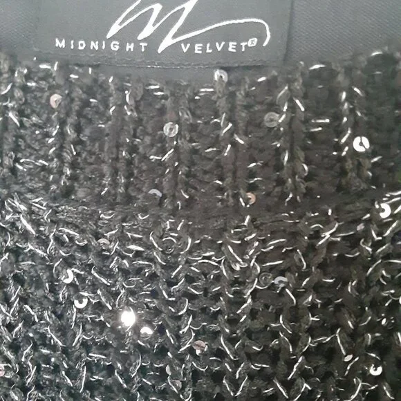 Midnight Velvet  Size Medium Black Sequined Heavy Sweater Dress. - Picture 2 of 4